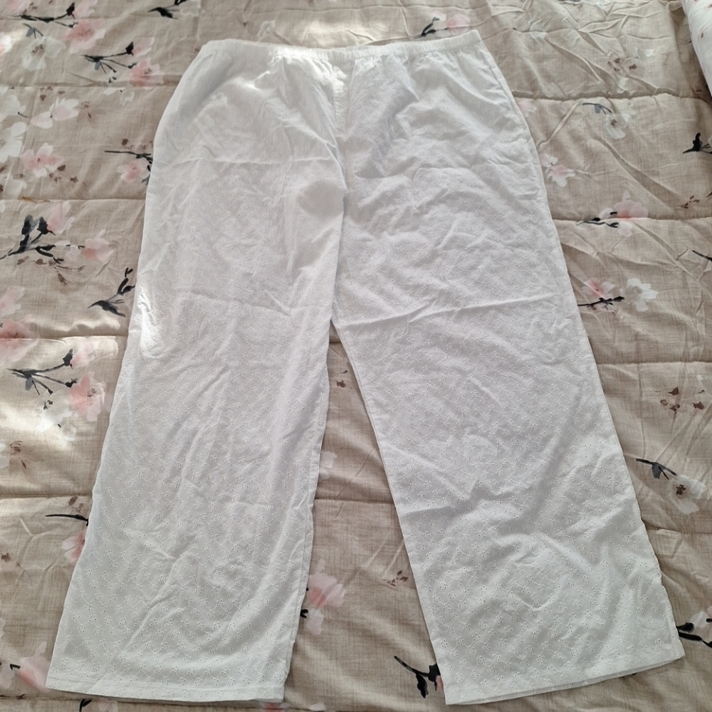 Victoria's Secret PINK Frankies Bikinis White Eyelet Pants XXL Swimwear Cotton